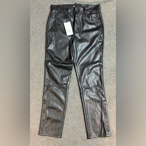 Zara Black Faux Leather Snap Ankle Pants Size 31 New